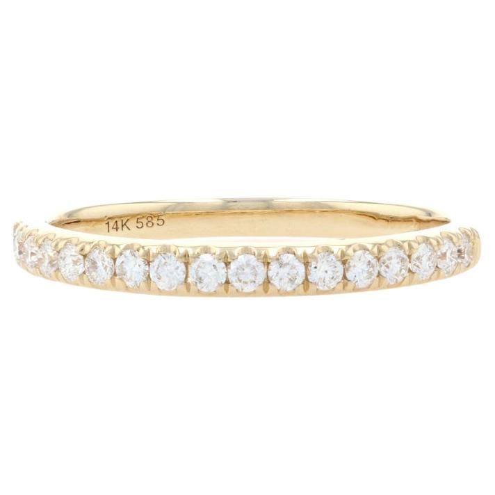 Yellow Gold Diamond French Set Wedding Band - 14k Round .26ctw Stackable Ring