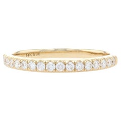 Yellow Gold Diamond French Set Wedding Band - 14k Round .26ctw Stackable Ring