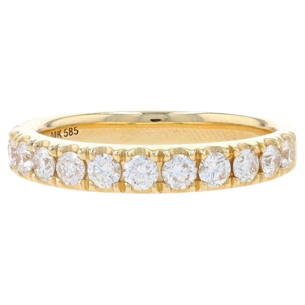 Yellow Gold Diamond French Set Wedding Band - 14k Round .80ctw Stackable Ring For Sale