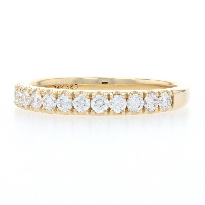 Round Cut Yellow Gold Diamond French Set Wedding Band - 14k Round Brilliant .49ctw Ring For Sale