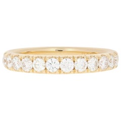 Yellow Gold Diamond French Set Wedding Band, 14k Round Brilliant .86 Carat Ring