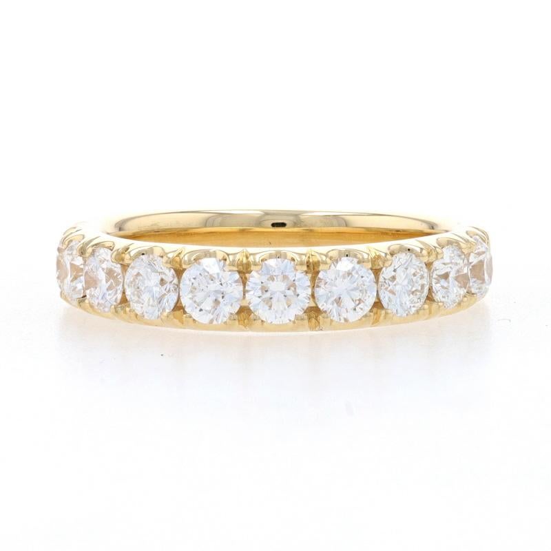 Alianza de oro amarillo con diamantes en engaste francés - Anillo 18k brillante redondo 1,50ctw