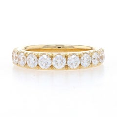 Yellow Gold Diamond French Set Wedding Band - 18k Round Brilliant 1.50ctw Ring
