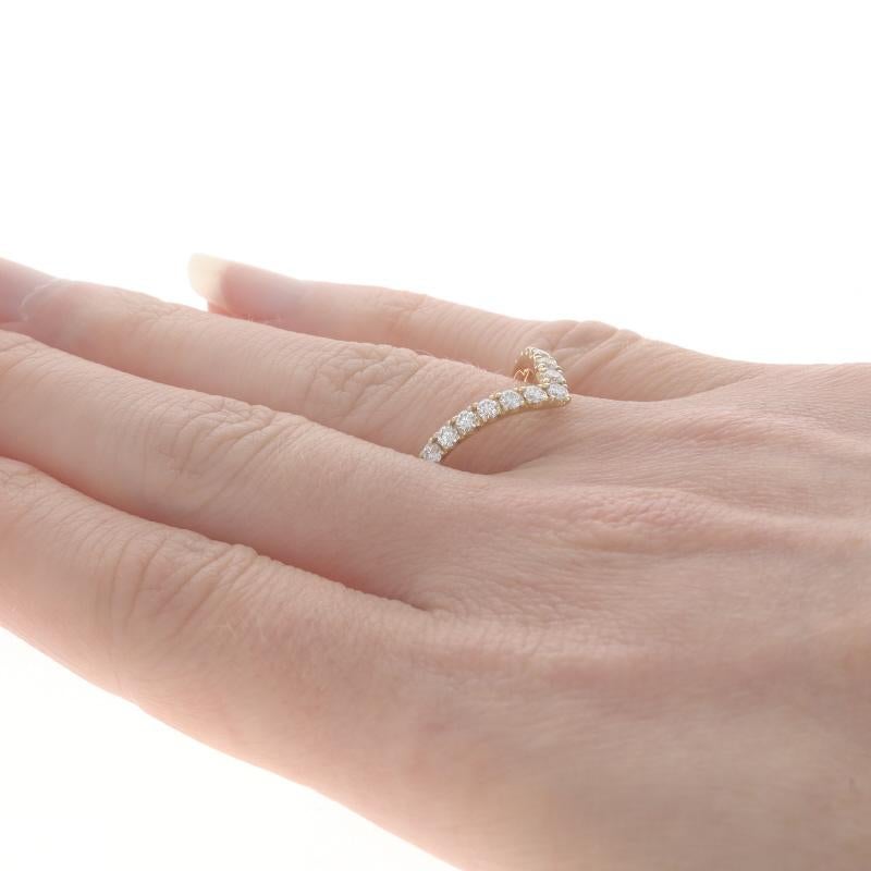 Gelbgold Diamant Französisch gefasster Wishbone Band -14k Rnd .49ctw Enhancer Guard Ring (Französischer Schliff)