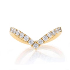 Gelbgold Diamant Französisch gefasster Wishbone Band -14k Rnd .49ctw Enhancer Guard Ring