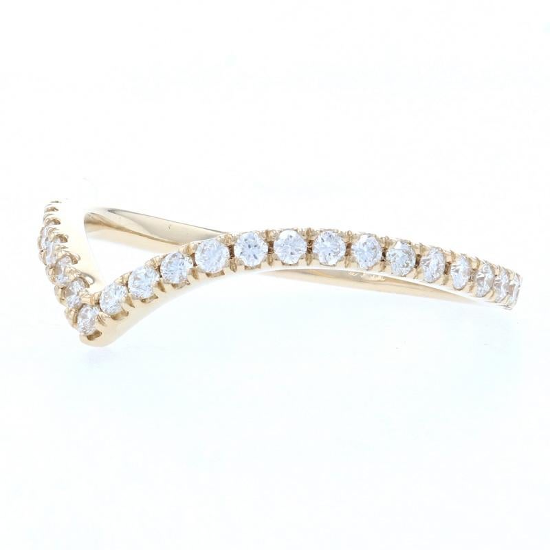 Uncut Yellow Gold Diamond French Set Wishbone Ring, 14k .38ctw Wedding Enhancer Guard For Sale