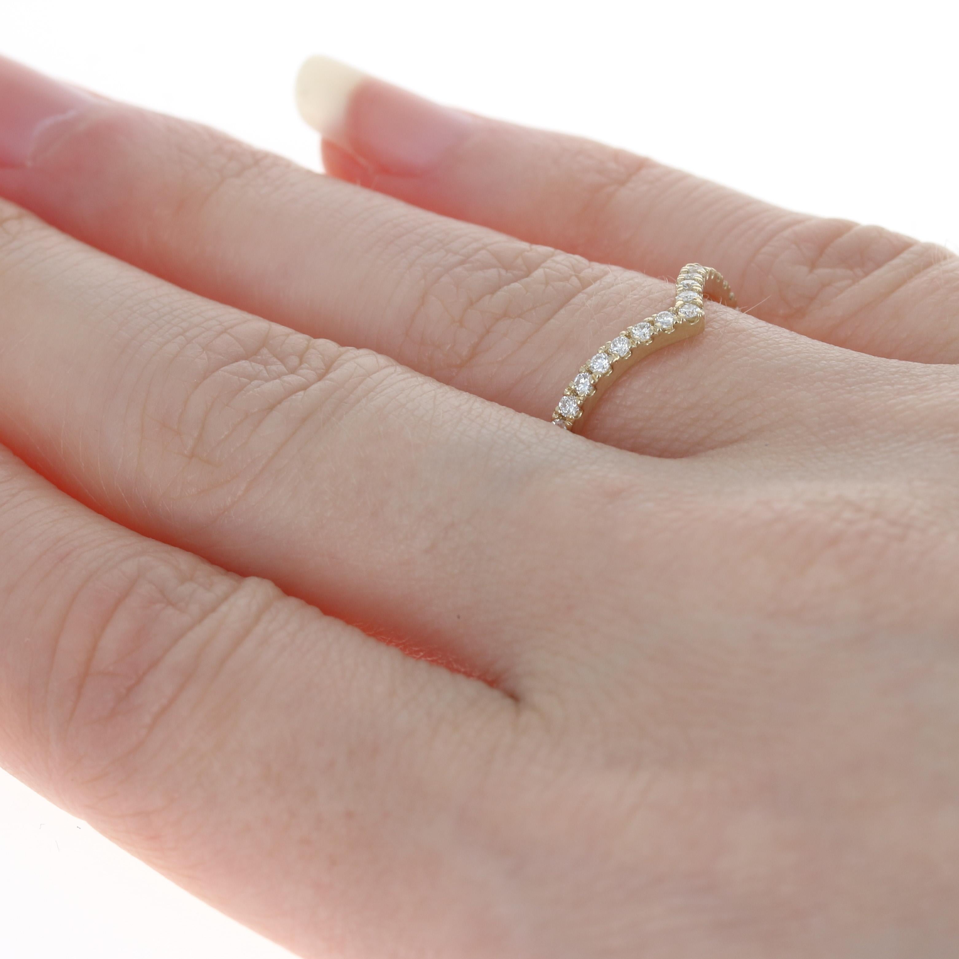 Gelbgold Diamant Französisch Set Wishbone Ring, 14k .38ctw Hochzeit Enhancer Guard im Zustand „Hervorragend“ im Angebot in Greensboro, NC