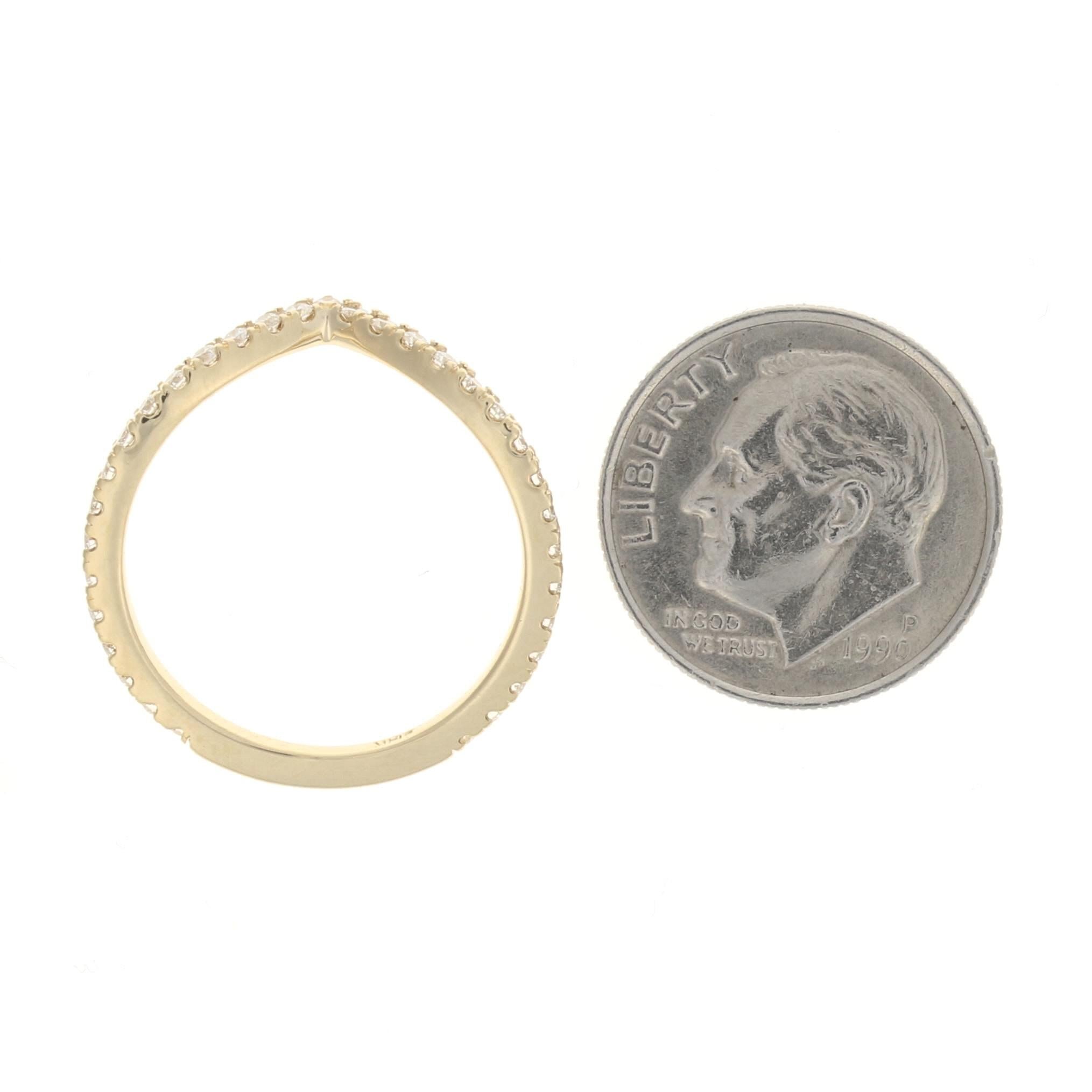 Women's or Men's Yellow Gold Diamond French Set Wishbone Ring, 14k .38ctw Wedding Enhancer Guard For Sale