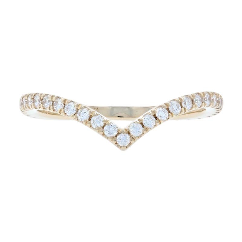 Yellow Gold Diamond French Set Wishbone Ring, 14k .38ctw Wedding Enhancer Guard For Sale