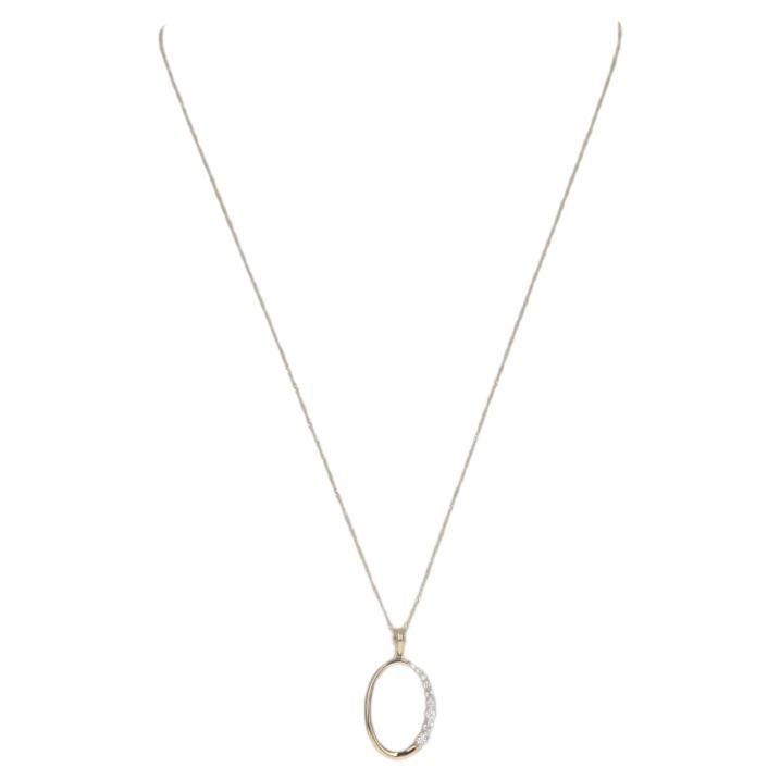 Collier en or jaune avec diamants - 14k Round .25ctw Love Oval