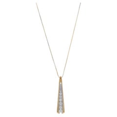 Yellow Gold Diamond Graduated Journey Pendant Necklace 18" - 10k Rnd 1/3ctw Love