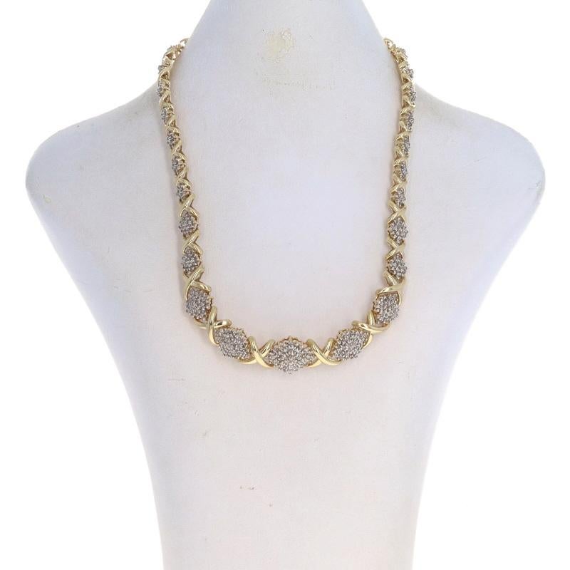 Taille ronde Collier à maillons gradués en or jaune et diamant 15 1/2