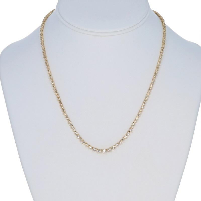Taille ronde Yellow Gold Diamond Graduated Tennis Necklace 18