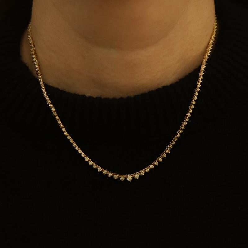 Yellow Gold Diamond Graduated Tennis Necklace 18