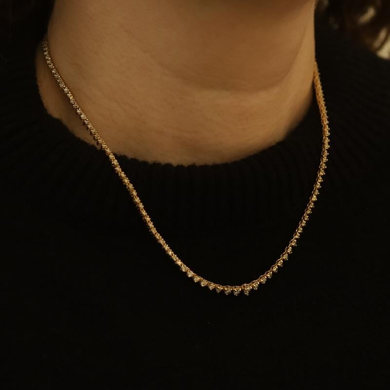 Yellow Gold Diamond Graduated Tennis Necklace 18