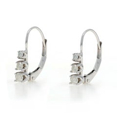 Yellow Gold Diamond Graduated Three-Stone Journey Drop Earrings 14k Rd.25ctw