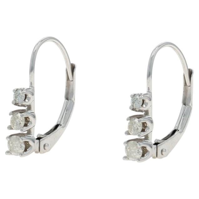 Gelbgold Diamant abgestufte Drei-Stein-Reise-Tropfen-Ohrringe 14k Rd.25ctw