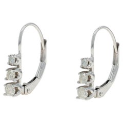 Yellow Gold Diamond Graduated Three-Stone Journey Drop Earrings 14k Rd.25ctw