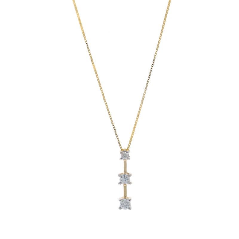 Yellow Gold Diamond Graduated Three-Stone Journey Necklace 18" - 14k Rd .25ctw