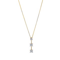 Yellow Gold Diamond Graduated Three-Stone Journey Necklace 18" - 14k Rd .25ctw