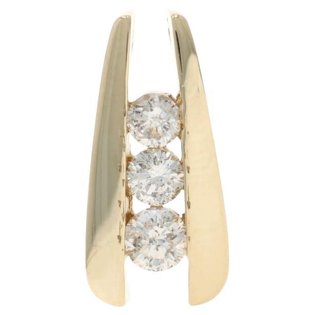 Yellow Gold Diamond Graduated Three-Stone Journey Pendant - 14k Rd .50ctw
