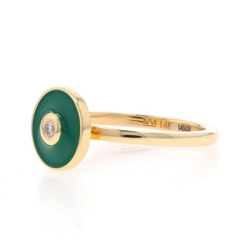 Gelbgold Diamant Grün Emaille Chroma Bullseye Ring - 14k Runder Solitär im Zustand „Hervorragend“ in Greensboro, NC