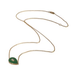 Yellow Gold Diamond Green Enamel Pendant