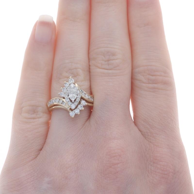 Gelbgold Diamant Halo Bypass All-In-One Verlobungsring -14k Marquise 1,00ctw (Marquiseschliff)