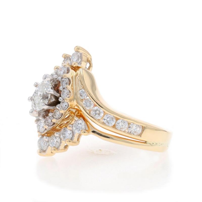 Gelbgold Diamant Halo Bypass All-In-One Verlobungsring -14k Marquise 1,00ctw im Zustand „Hervorragend“ in Greensboro, NC
