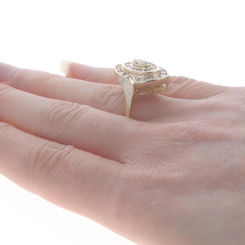 Women's Yellow Gold Diamond Halo Bypass Ring - 14k Marquise 1.20ctw For Sale