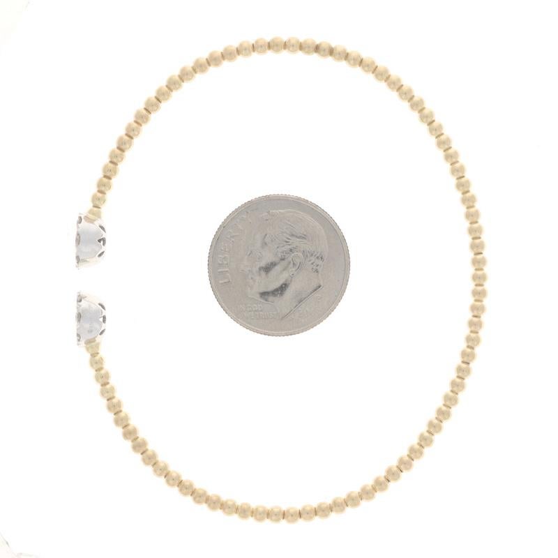 Women's Yellow Gold Diamond Halo Negative Space Flex Bangle Bracelet 6 1/4