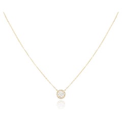 Yellow Gold Diamond Halo Pendant Necklace 0.53ct H/SI2