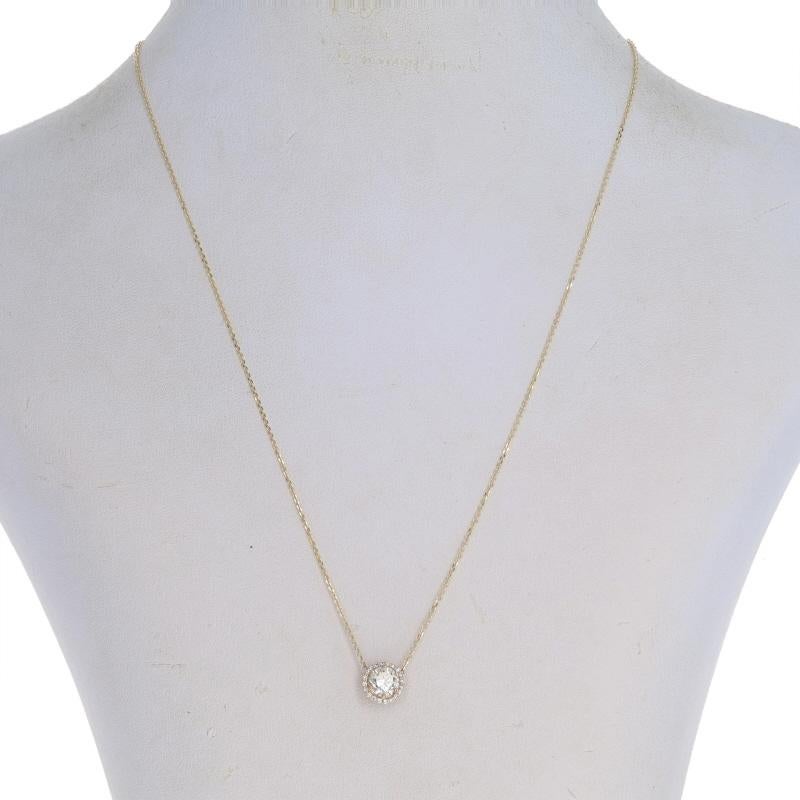 Collar Colgante Halo Diamante Oro Amarillo - 14k Redondo 1.07ctw GIA Ajustable Corte redondo