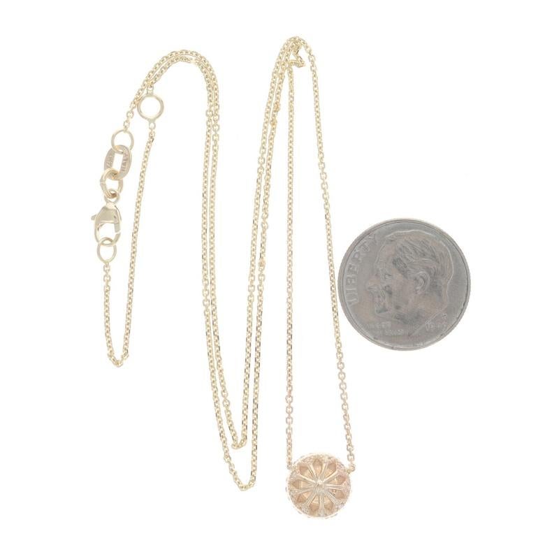 Women's Yellow Gold Diamond Halo Pendant Necklace - 14k Round 1.35ctw GIA Adjustable For Sale