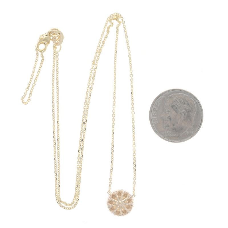 Women's Yellow Gold Diamond Halo Pendant Necklace - 14k Round 1.38ctw GIA Adjustable For Sale