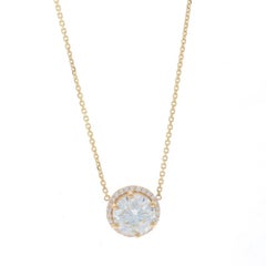 Collana con diamante a raggiera in oro giallo - 14k Round 2.14ctw GIA regolabile