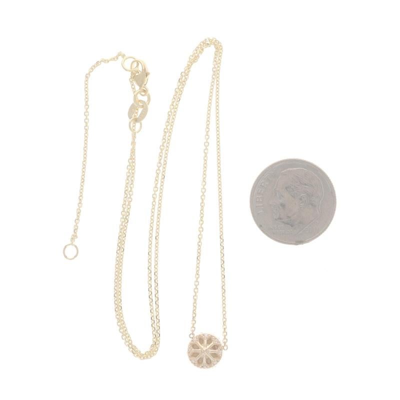 Halskette aus Gelbgold mit Diamant-Halo-Anhänger - 14k rund .77ctw Verstellbar Damen