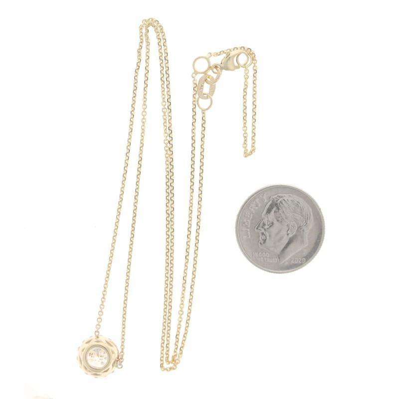 Women's Yellow Gold Diamond Halo Pendant Necklace -14k Round Brilliant .96ctw Adjustable For Sale