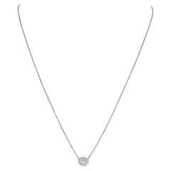 Yellow Gold Diamond Halo Pendant Necklace 18" - 14k Round Brilliant .91ctw GIA
