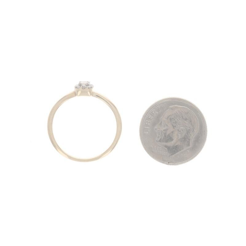 Women's Yellow Gold Diamond Halo Ring - 10k Princess & Single Cut .22ctw