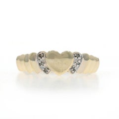 Yellow Gold Diamond Heart Band - 10k Single Love Ring