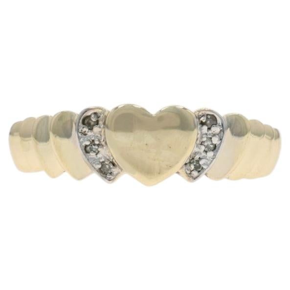 Fascia a cuore con diamante in oro giallo - Anello d'amore singolo 10k