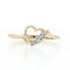 Yellow Gold Diamond Heart Bypass Ring - 10k Single Cut Love