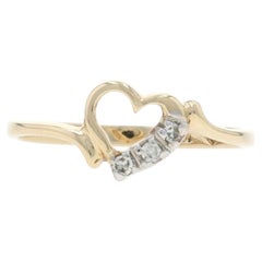 Yellow Gold Diamond Heart Bypass Ring - 10k Single Cut Love