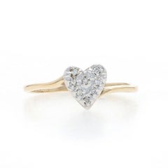 Yellow Gold Diamond Heart Cluster Bypass Ring - 10k Single Love