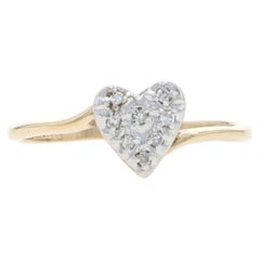 Yellow Gold Diamond Heart Cluster Bypass Ring - 10k Single Love