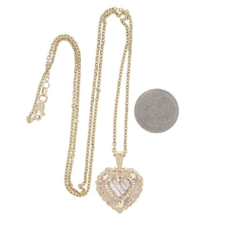 Collier Halo en or jaune avec diamants en forme de coeur - 14k Princesse 1.30ctw Pour femmes en vente