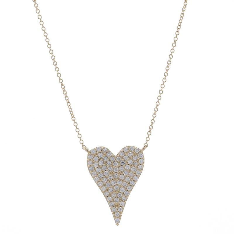 Yellow Gold Diamond Heart Cluster Necklace 17 3/4" - 14k Round .51ctw Love For Sale