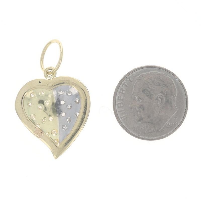 Yellow Gold Diamond Heart Cluster Pendant - 18k Single .20ctw Love In Excellent Condition For Sale In Greensboro, NC