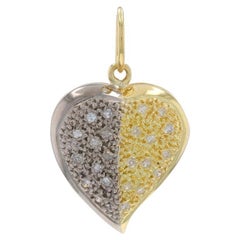 Yellow Gold Diamond Heart Cluster Pendant - 18k Single .20ctw Love